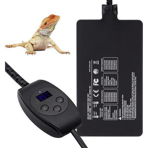 Tapis Chauffant Reptile avec Thermostat, Coussin Chauffant Terrarium Réglable pour Reptiles Tortue Serpents Lézard Gecko Bernard-l'ermite Grenouille Araignée Boîte à Plantes (11W: 15x20CM)
