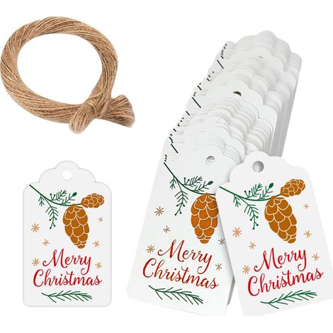 Etiquette De Décoration De Noël - Flocon De Neige Bonhomme De Neige En Papier Kraft - Pour Cadeaux Bijoux Maison - 100 Pièces