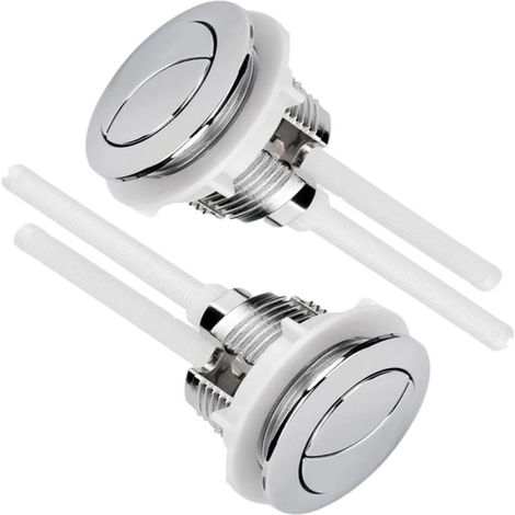 Válvula de doble descarga de 58 mm para tanque de inodoro, color plata, paquete de 2