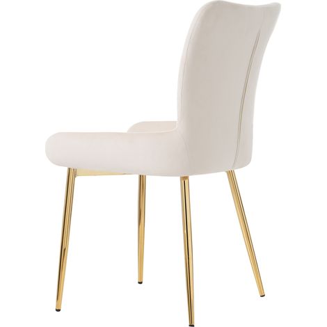 Lot de 4 chaises de salle à manger en velours beige avec pieds métalliques dorés (1/5)
