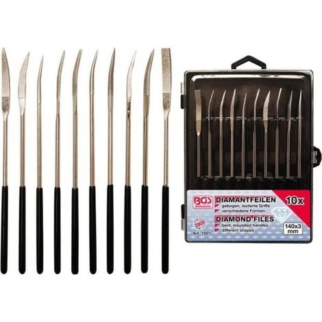 Juego 10 limas diamantadas curvas bgs technic 140 mm