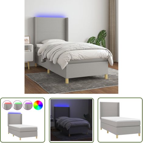 The Living Store Boxspringbett mit Matratze & LED Hellgrau 80x200 cm Stoff - Boxspringbett - Doppelbett - Schlafsofa - Bettauflage - Lattenrost (1/5)