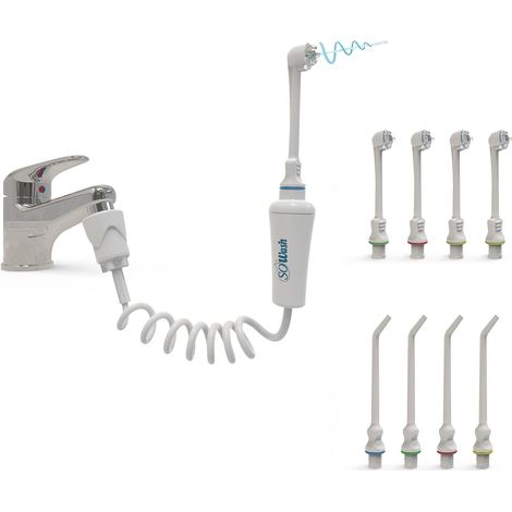 Jet Dentaire SOWASH FAMILY Se connecte au robinet Hydropulseur Dentaire Sans Piles ni électricité 4 têtes Vortice avec triple jet pulsatoire convergent + 4 Têtes avec jet unique Produit italien (1/5)