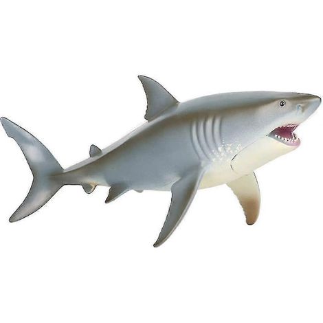 Grand requin blanc en jouet, figurine de requin réaliste et éducative pour enfants et tout-petits, décoration de gâteau en plastique pour animaux marins. (1/3)