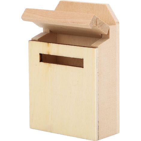 Boîte aux lettres en bois miniature 1:12 pour poupée, décoration maison, boîte à lettres à rabat vierge DIY, à peindre soi-même (1/5)