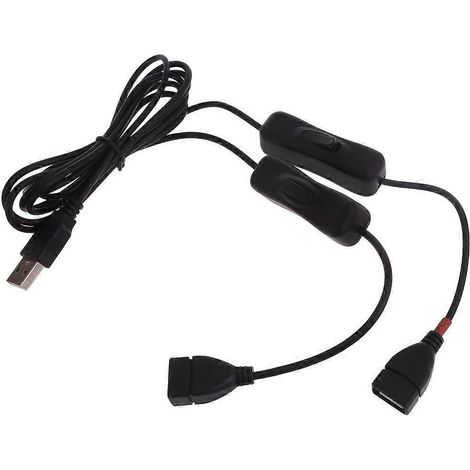 Câble d'extension USB avec deux interrupteurs pour la charge et la connexion - 1 m
