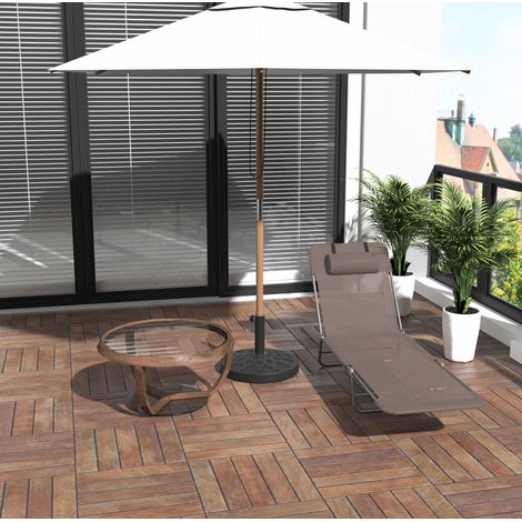 Chaise longue d'extérieur en acier marron, pliable, dossier réglable 90° à 180°, pour jardin, balcon, piscine et camping (1/5)