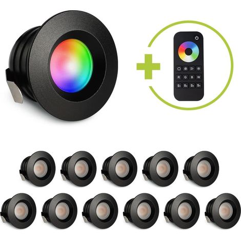 Einbaustrahler Mini flach Torino 3W RGBW IP44 - Farbe: schwarz matt - Anzahl: 12x
