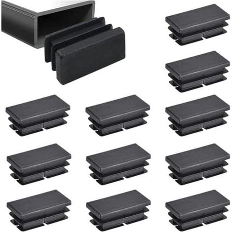 Lot de 12 embouts en forme de bande. Convient aux tubes rectangulaires, aux tubes métalliques, aux bancs, aux chaises et aux protections de pieds de chaise (40 x 20 mm). (1/4)