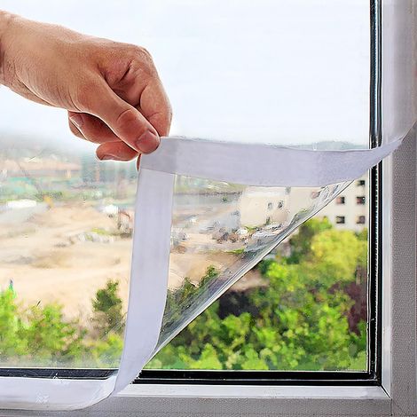 (120x160cm)Film isolant pour fenêtre Anti Froid d'hiver Découpe DIY Transparent et Rétractable de survitrage thermo Cover, réutilisable (1/5)
