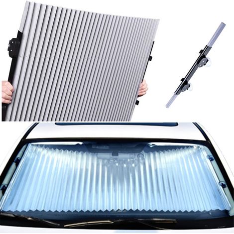 Protection solaire pour voiture – Pare-soleil de pare-brise pliable et extensible – Anti-UV et isolation thermique (Avant - 65 cm) (1/5)
