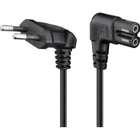 Câble de connexion avec prise européenne, coudé, 0,3 m, noir (1/4)