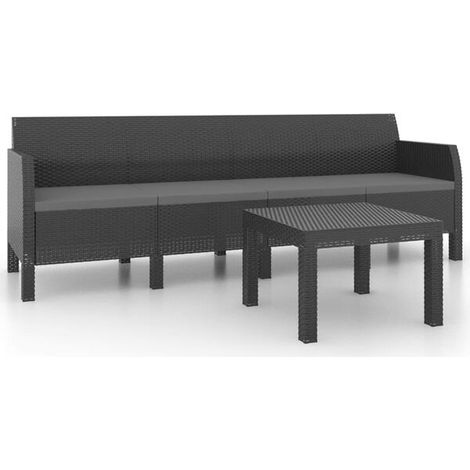 Ensemble de mobilier de jardin deux pièces, avec coussins en polypropylène et rotin gris anthracite. (1/5)