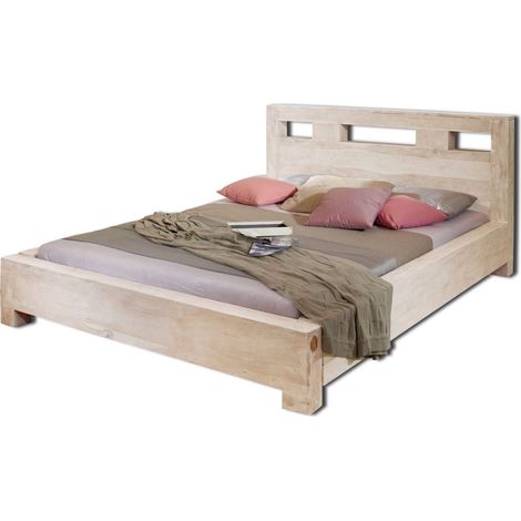 Lit double 140x200 Acacia blanchi Blanc NATURE WHITE 203 (1/3)