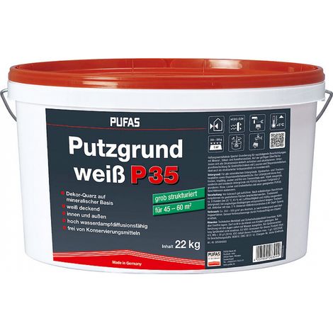 Pufas Putzgrund weiß P35 grob 22kg 026304000