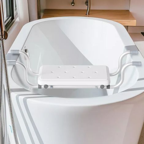 Siège de Baignoire - siège de Bain Suspendu réglable - Tabouret de Salle de Bain - dim. alu. HDPE Blanc (1/3)
