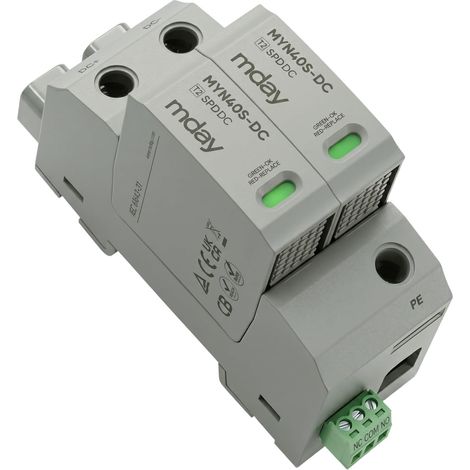 Parafoudre DC600V 2P Parafoudre Type2 pour Photovoltaïque 20-40kA avec Contact de Signal à Distance Parasurtenseur la Foudre pour Centrale Solaire de Balcon (1/5)