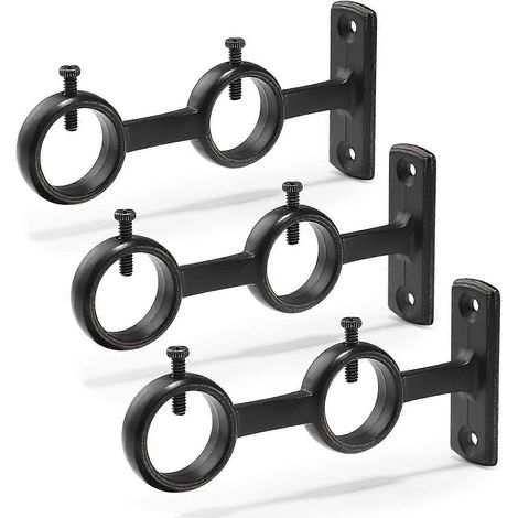 Support de tringle à rideaux, lot de 3 supports doubles pour tringle à rideaux, crochets pour tringles à rideaux de salon et de chambre (1/5)