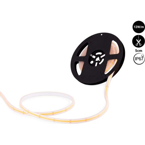 Striscia LED COB 24V DC - 12W/m - 10mm - IP67 - Rotolo 5 metri -