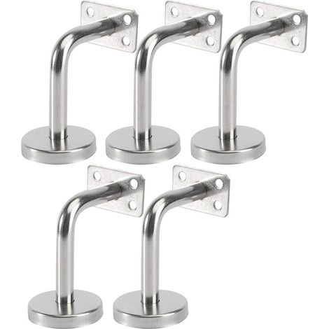 royaluxe -Lot de 5 supports de rampe en acier inoxydable pour supports muraux pour garde-corps en bois ou métal (2,36 x 3,14 x 1,96 pouces), (1/5)