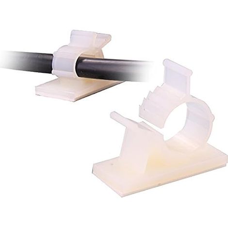 Clips adhesivos ajustables para cables de coche y oficina (M, blanco) (1/5)