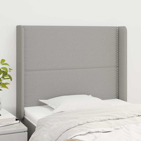 vidaXL Tête de lit avec oreilles Gris clair 103x16x118/128 cm Tissu (1/5)