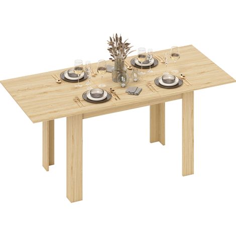 Table extensible 6-8 personnes 140-180 x 80 cm aspect bois naturel