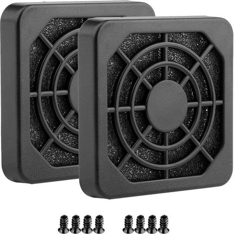 Cache de fenteavec vis et couvercle de ventilateur avec filtre à poussière ultra fin (2 boîtes de filtration 40 x 40 mm, noir) (1/4)