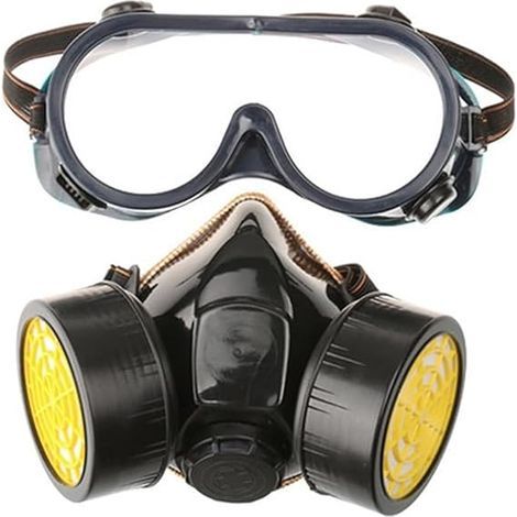 Gas mask with 2 activated carbon filters. Professional quality. Protection against dust, pesticides, formaldehyde and paint. (1/5)