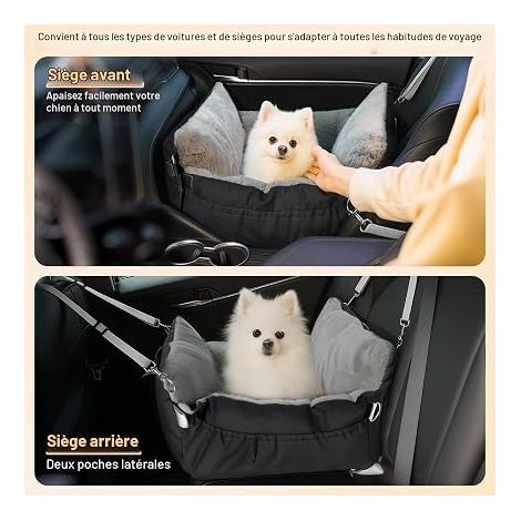 Siège Auto et lit pour Chiens – Siège rehausseur Portable avec Coussin pour siège Avant ou arrière (1/3)