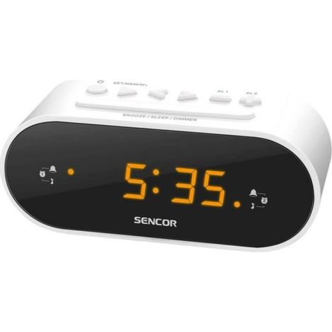 Radio-réveil Sencor SRC 1100 W - blanc - Tuner radio numérique FM - Réveil double - Variateur d'éclairage