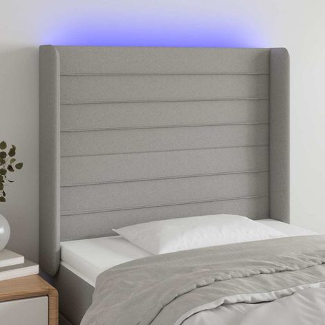 Tête de lit LED réglable en tissu gris clair avec bande découpable 103 x 16 x 118/128 cm, 13.58kg - PANGIVO (1/5)