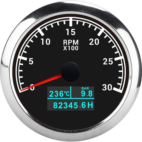 Tachymètre du Pointeur, Tachymètre RPM, Easy Installation, ABS, Noir, Inacelux ACI, Cadran Noir, Haute Précision, Compatible Voiture (1/5)