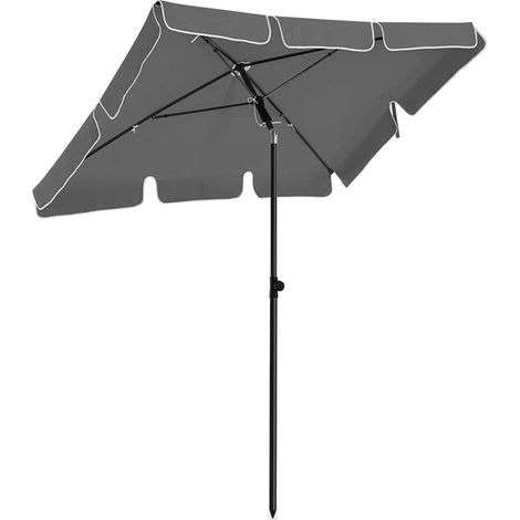 Ombrellone da balcone rettangolare 1,8 x 1,25 m Protezione UPF 50+ Ombrellone in tela con rivestimento in PA Borsa per il trasporto terrazza giardino senza base grigio (1/4)