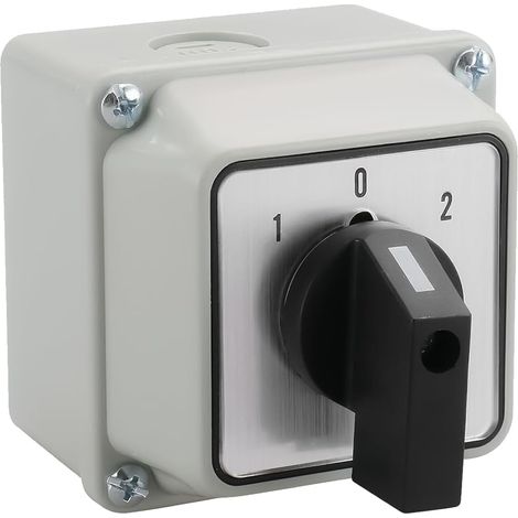 Universal rotary switch SZW26-20/D202.2BF, main switch, outdoor box, ON-OFF-ON, 3 positions, 2 phases, 12 terminals, CE, closed two-way switch