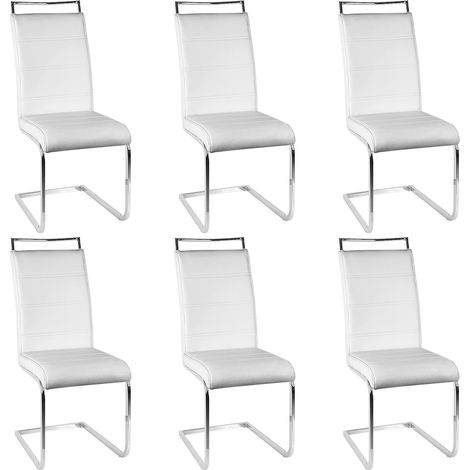 Aqrau Lot de 6 - chaises de salle à manger,chaise cantilever. chaises, Style contemporain - 46 × 44 × 102 CM -Blanc (1/5)