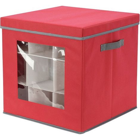 Boîte de rangement d'ornements de noël 27 grilles, conteneur de figurines pliable en tissus Non tissés (1/5)