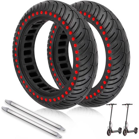 Pneu Plein 8,5 Pouces (8 1/2x2)(50/75-6.1) Increvables pour Trottinette Électrique, Compatible Tous Modèles avec Roue 8 1/2x2, Xiaomi M365, 1S, Pro2, Gotrax, Wispeed (Point 2unité+Leviers) (1/5)