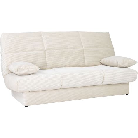 Banquette clic-clac - 3 places - Tissu - Beige - 190 x 90 x 92 cm - CLEM (1/5)