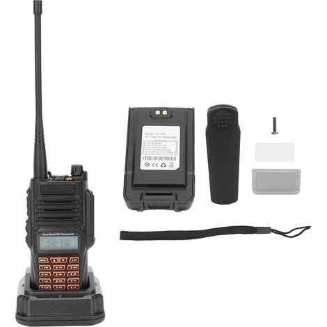 Talkie-walkie double bande 10W UHF VHF longue portée IP67 étanche radio bidirectionnelle pour BaoFeng UVXS, chargeur 100-240V prise UE (1/5)