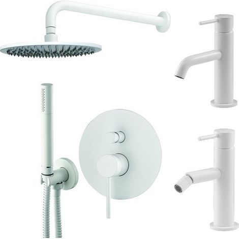 Set miscelatore lavabo, miscelatore bidet e kit doccia in colore bianco opaco Gattoni Easy KITEASYBO4 (1/5)
