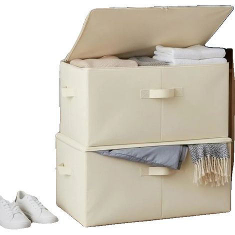 Cajas de almacenamiento, diseño reutilizable, uso versátil, color marfil. (1/2)