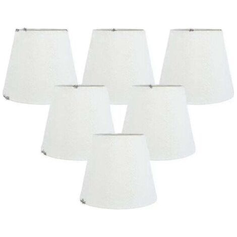 Lot de 6 abat-jours à clipser en tissu blanc pour lustre, remplacement pour applique murale E14