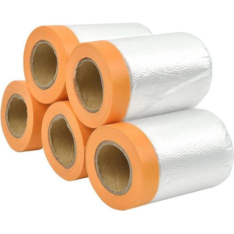 5 Rouleaux Film de Masquage Adhésif 55cm x 20M, Protection Peinture Intérieur/Extérieur (1/5)