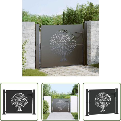 vidaXL Schwarz -  Gartentor Schwarz 110 x 105 cm Pulverbeschichteter Stahl
