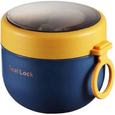 Isolierbecher aus Edelstahl – Tragbare Lunchbox mit Löffel, mikrowellengeeignet, attraktives blaues Design (1/5)