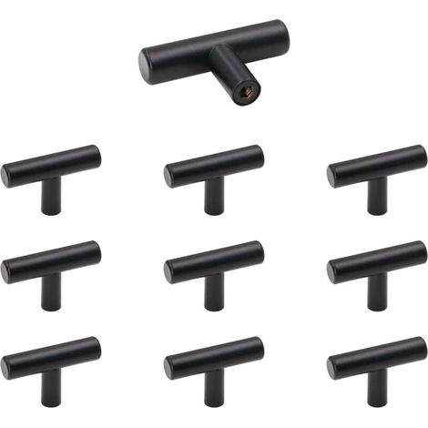 Bouton de Meuble, Poignée de Portes pour Placards en Acier Inoxydable 10 Pièces Noir Bouton de Tiroir Vintage avec Vis pour Commode, Armoire (1/4)