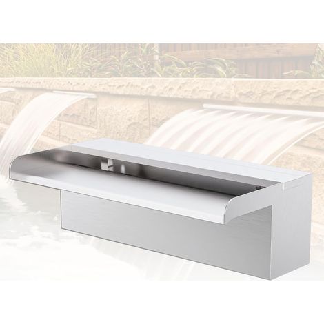 Fontaine De Piscine, Cascade Bassin Exterieur en Acier Inoxydable, Lame D’Eau, Fontaine Exterieur avec Accessoires pour La Décoration D'étang, Patio,Jardin (Long 90cm, Largeur 20cm) (1/5)
