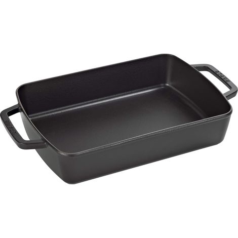 Staub 1303023 Piatto da Forno con manglie, ghisa, Nero, 3.15 L (1/3)