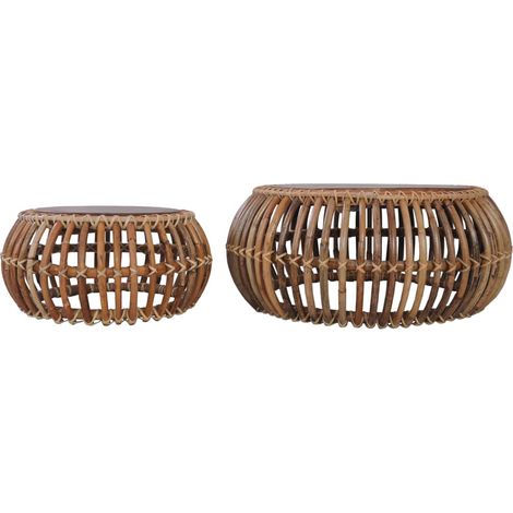 Maison Exclusive - Couchtische 2 Stk. Natur Rattan